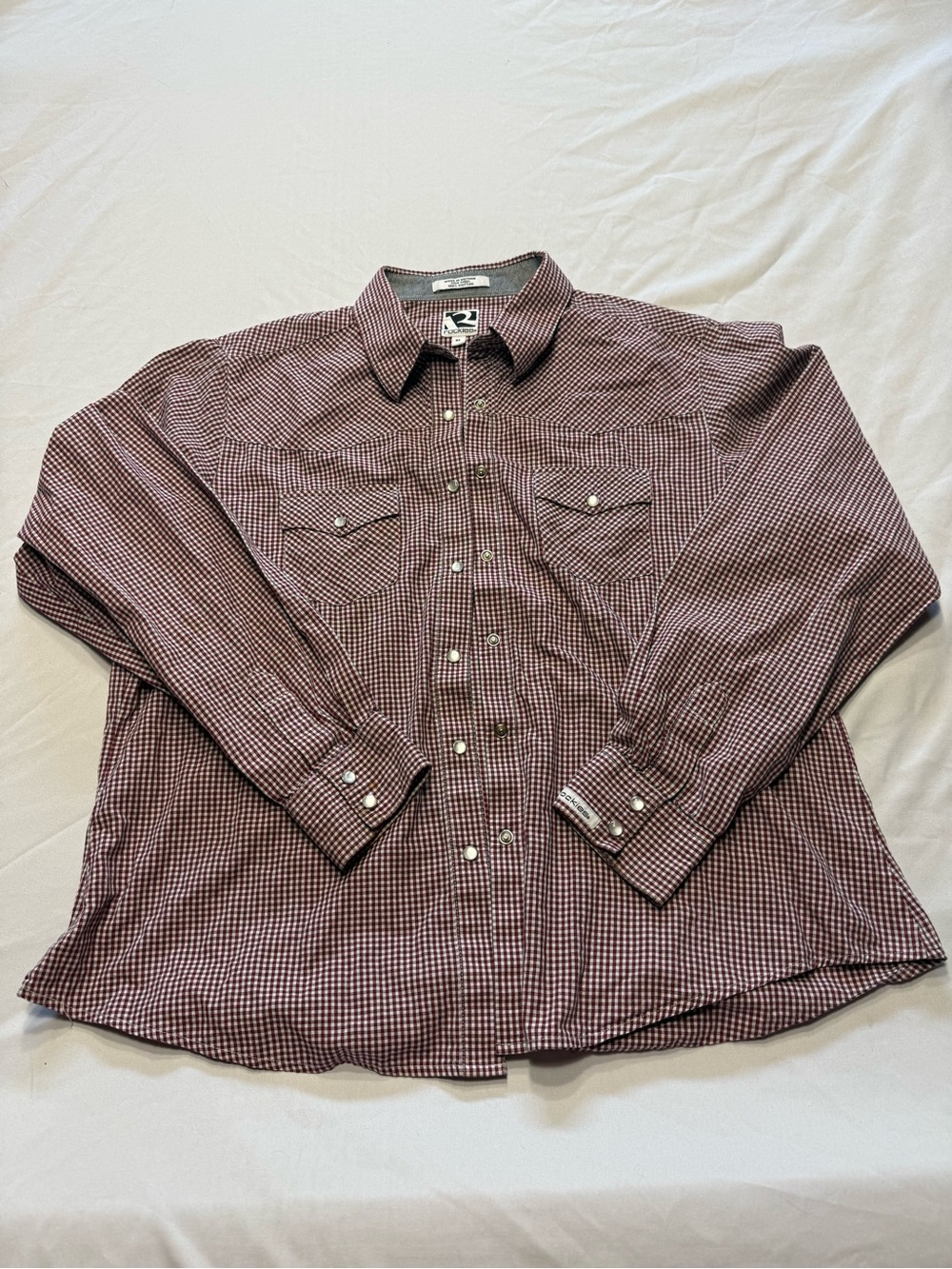 Rockies Men's Burgundy and White Small-Check Button-Down Shirt